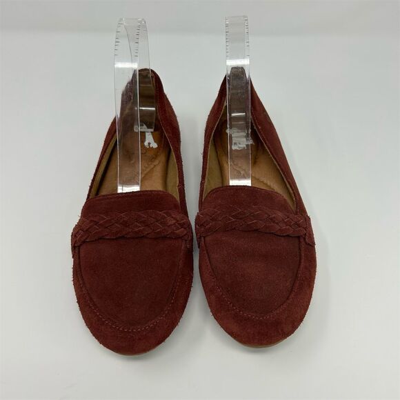 Born Women's Suede Loafers Size 8 Brick Red Slip-On Casual Shoes Comfort - Picture 5 of 15